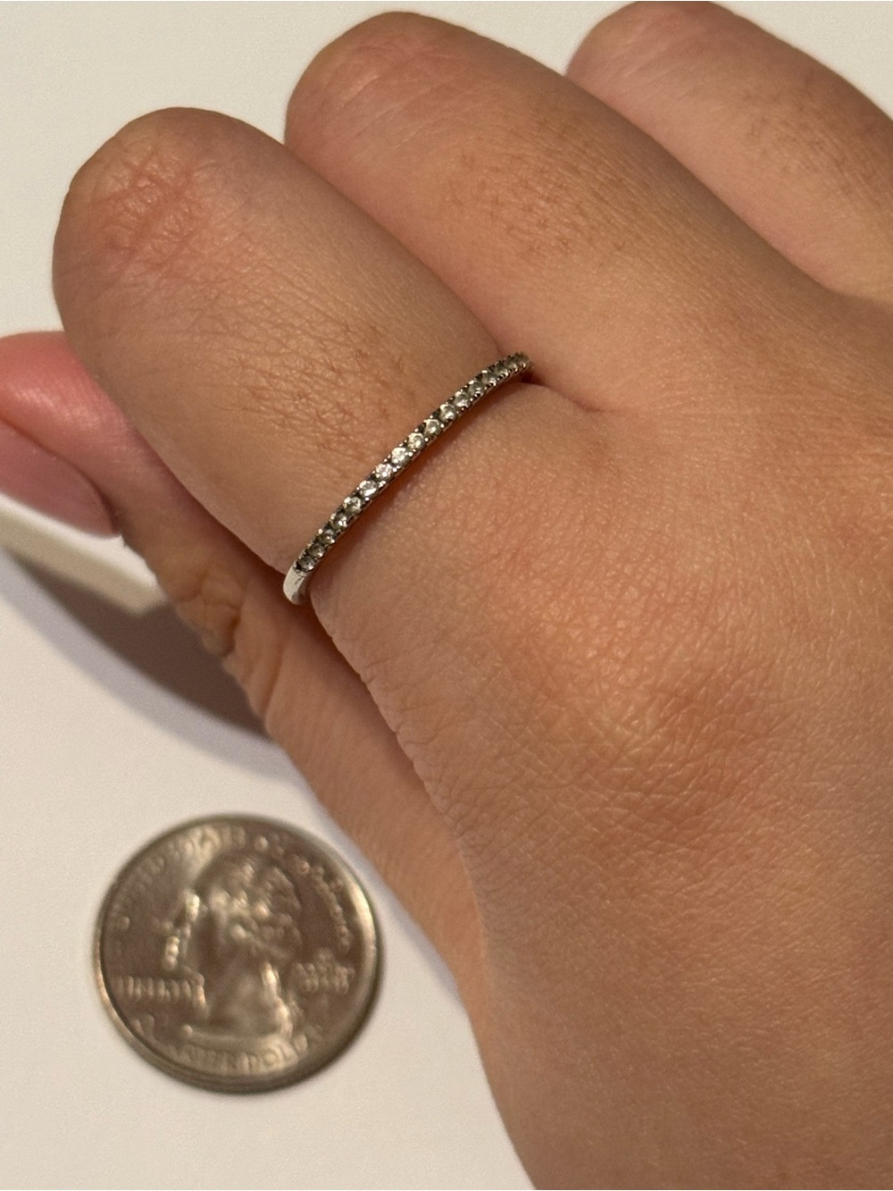 Sterling Silver Pave Diamond Stackable Ring - Silver Fashion Jewelry Size 10
